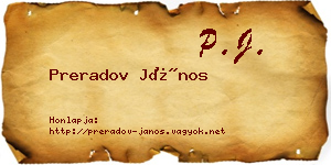 Preradov János névjegykártya