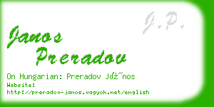 janos preradov business card